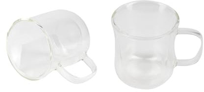 BERGNER - Juego de 2 Vasos de 230ml Doble Pared - Fabricados en Borosilicato - Para los Amantes de Café y Té - Fácil Lavado - Apto apra Microondas y Lavavajillas