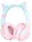 Bluetooth Kids Headphones,Cat Ear LED Light Up Kids Wireless Headphones,Bluetooth 5.1&Stereo Sound,Foldable,Adjustable Headband,Children Headphone with Microphone Over Ear for School/Tablet (Pink)