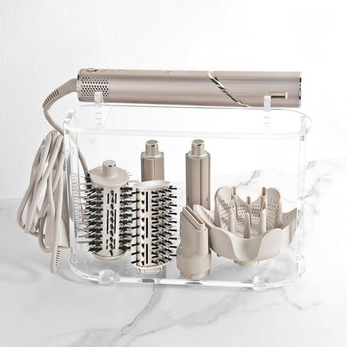 Storage Holder Compatible with Shark FlexStyle HD430C, Desktop Organizer for Storage Attachments, Acrylic Hairdryer Rack with Cord Hanger for Accessories Curlers Brushes Diffuser