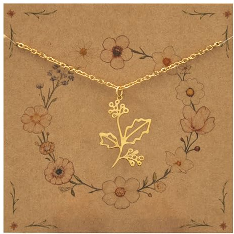 Bixorp Geburtsblumenhalskette Gold & Silber - Edelstahlblumenkette für Damen & Mädchen