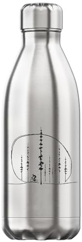 Forest Biking Minimalista Sketch 350 ml Botella de agua estilo botella térmica de acero inoxidable sin BPA termo plateado talla única