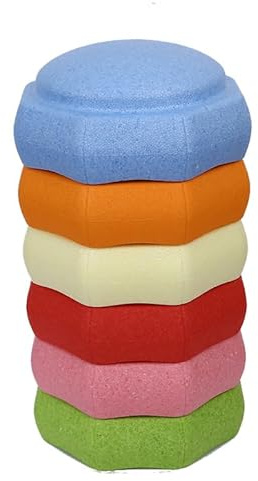 6PCS Stackable Stepping Stones, Non-Slip Kids Balance Stones Rainbow Crossing River Stones, Balance Beam Game for Obstacle Course, Sensory Play