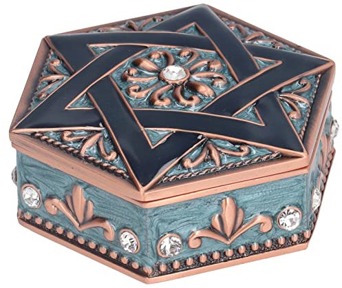 LetCart Schmuckkästchen Im Vintage-Stil, Sechszackiger Stern, Metall-Schmuckkästchen Für Mädchen, Ringe, Ohrringe, Halsketten, Armbänder, Tischdekoration