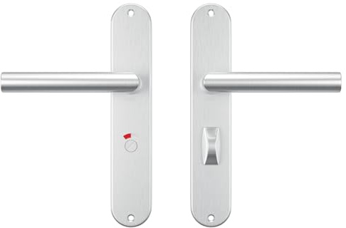 AXA Türbeschläge set - Oval Milan - Türklinken Innentüren mit Langschild | Für Toilette und Badezimmer, Aluminium, TL63-8
