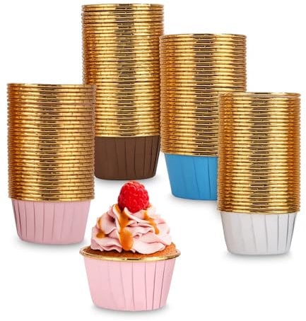 180 Stück Papier Muffinförmchen, Cupcake Formen für Hochzeit, Muffinförmchen Papier Geburtstag, Eisbecher Pappe cupcakes Party, Einweg Backbecher in Kaffeegold/Blaugold/Roségold/Weißgold