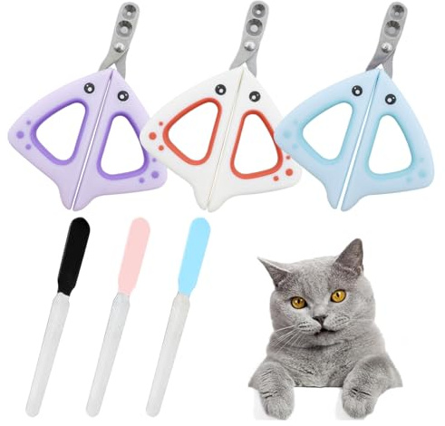 KHDULQ 6 Stücke Krallenschere Katzen mit Schutz,Krallenschere für Hunde,Katzen Schneider Nagelschere Kaninchen Krallenzange Loch Clippers Mit Schutz,Für Kleine Hunde Welpen Katzen Mit Datei
