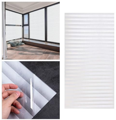 Fensterfolien Selbstklebend Folien Jalousien Sichtschutzfolie mit Rakel, Blickdicht Fenster Milchglasfolie Statische Aufkleber Ohne Klebstoff UV-Schutz Folie Sichtschutz Scheibenfolie (Weiß, 50x200cm)