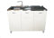 MABEL Mueble bajo fregadero de cocina, color blanco, organizador de madera ennoblecida con fregadero de apoyo de acero, bañeras a la izquierda con escurridor – L 120 cm x P 50 cm x H 83,5 cm