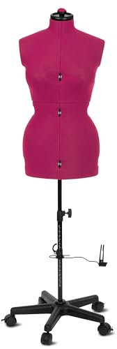 Schneiderpuppe Supa Fit Damen Gr. M (42-48) mit Rollen, weiblicher Torso, Büste, verstellbare Drehregler, individuelle Anpassung an Hals, Taille, Brust, Hüfte (pink, M)