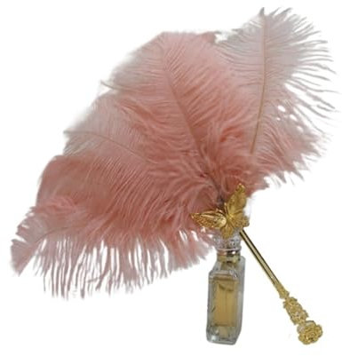 JDQTPOET Ostrich Feathers Fan Performance Dance Fan Styles Party Props Stage Show Props Fan white black Pink Plume Fan(Rouge pink)