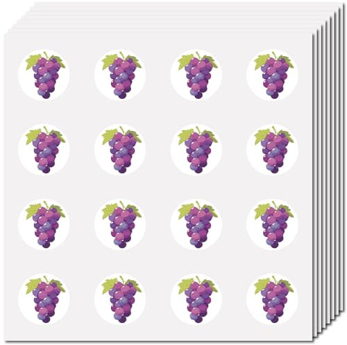CREATCABIN 128 Stück Traubenaufkleber Für Scrapbooking Kleine Obstaufkleber Selbstklebend Wasserfest Runde Violette Aufkleber In Großpackung Für Wasserflaschen Basteln Laptop Gepäck Tasse 2.5x2.5cm