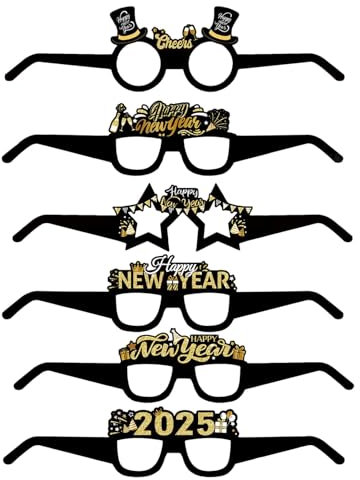 Silvester Brille 2024 Brille Neuheit Brille Feiern Brille Gemusterte Papier Brille - 2025 Partyzubehör Brille, Lustiges Zubehör