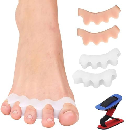 Zehenspreizer Hallux Valgus Silikon, 4 Stück Zehenspreizer, 1 Stück Korrekturbandage, Zehenspreizer, zur Linderung von Hallux Valgus Schmerzen, geeignet für Herren und Damen