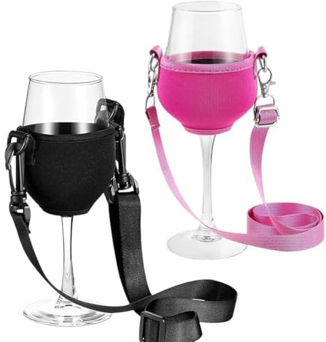 IKOPFLN 2 Pezzi Porta calici, porta bicchieri sospesi, portabicchiere da vino, portabicchiere da collo, Cordini Di Bicchiere di Vino Regolabili