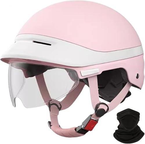 Helm, Universal Motorradhelm Halboffener Helm Mit Visier Halbschalen Jethelm Rollerhelm Leichtgewicht ECE Zertifiziert G,54-62CM