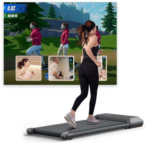 Walking Pad Raceable Lacuffy 2,5 HP, Max 136kg Laufband für Zuhause, Laufband Schreibtisch mit Smart App-Steuerung, Treadmill mit Trainingseinheiten und Multiplayer-Laufwettbewerben