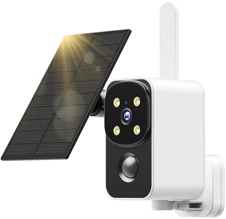PESAIR Surveillance Camera with Solar Battery for Outdoor Use, 2.4GHz WLAN Wireless Outdoor 2K Camera