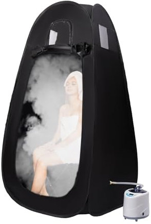 Folding Portable Sauna Full Size Personal Steam Spa Home Relaxation at Steamer Tent Remote Control Indoor Slimming Therapy Household Kit Loss Weight Body Anti Leakage Room Set 90 * 90 * 180Cm Black