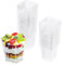 VFANDV Tasses à Dessert, 25 PCS 160 ml Gobelet à Crème Glacée Carrés pour Anniversaire, Gobelets Verrines à Dessert Réutilisables, Plastique pour Mousse, Pudding, Crème Glacée, Tiramisu