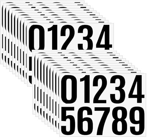 GETRICH 200 Stück 10cm Zahlen Aufkleber, 20 Blatt Schwarz Klebezahlen Wetterfest Zahlen zum Aufkleben, Vinyl Zahlenaufkleber, Selbstklebendes 0–9 Aufkleber Zahlen für Postkasten, Schilder, Hausnummern