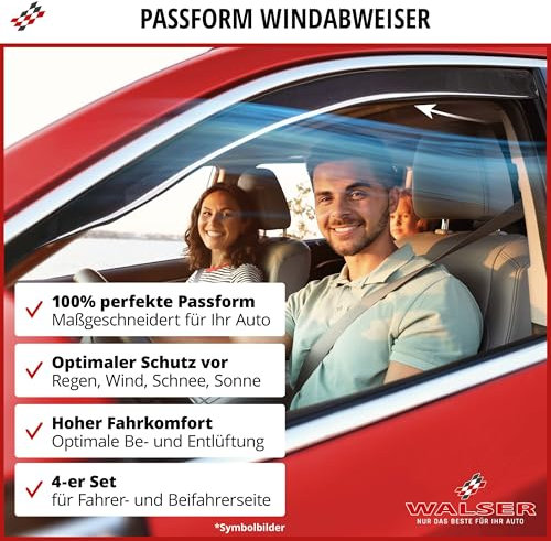 Walser Premium Auto Windabweiser für Kia Picanto 3 (JA) 03/2017-Heute, Passform Regenabweiser Set für Fahrer- und Beifahrerseite, Auto Windabweiser 2 STK.
