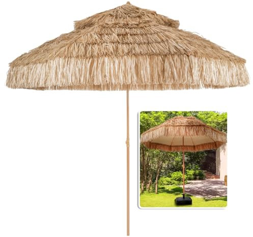 Sombrilla Hawaiana, Diámetro De 270 Cm, Sombrilla De Paja, Sombrilla De Jardín, Sombrilla De Paja, Sombrilla De Mercado, Sombrilla De Terraza Protección UV30+