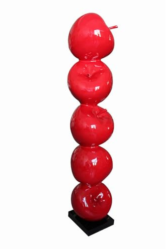 GILDE Skulptur Apple aus Kunstharz und Marmor - glänzend - rot - Höhe 183cm x Durchmesser 36cm - Äpfeldekoration