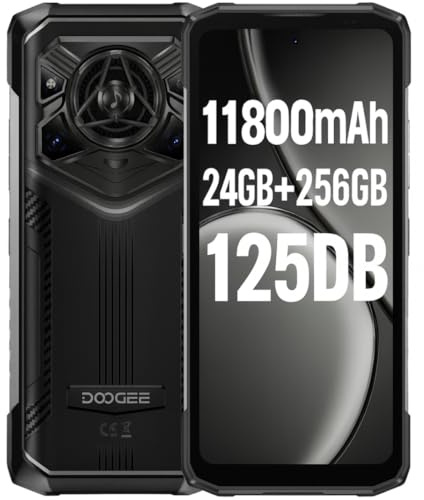 DOOGEE Smartphone Rugged Blade 20 Pro, 24GB+256GB, Altoparlante 125dB(3,5W), Batteria 11800mAh&15,8mm Sottile, 50MP+20MP Visione Notturna, Android 15 Gemini AI, 6,6'' HD+, Supporta 3 Schede, Nero