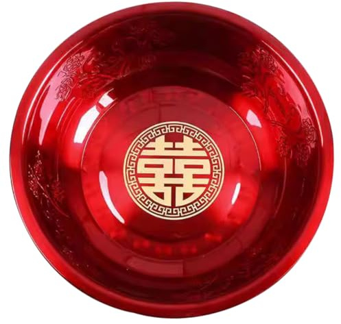 Tofficu Rundes Waschbecken im Chinesischen Stil Traditionelles Hochzeitswaschbecken Metallwaschbecken für Hochzeitsfeiern Dekoratives Waschbecken für Alltag