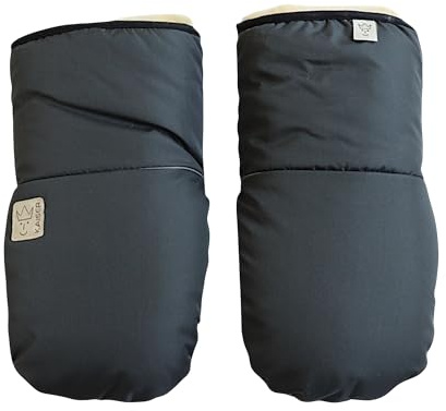 Lammfell Kinderwagenschuhe Reflect, Kinderwagen-Handschuhe mit Klettverschluss, 29 x 15 cm, Wasserabweisend (anthracite)