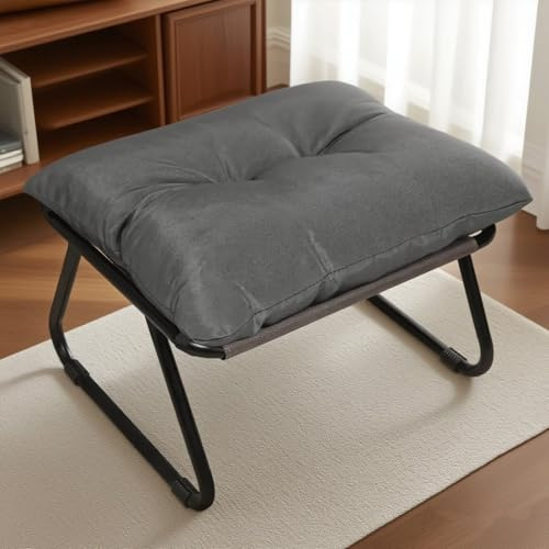TerraVibe Fußhocker mit Polster, Bequemer Hocker für Garten, Balkon und Terrasse 50×48×39 cm Passend zu Lounge Chair Outdoor oder als selbstständiger Balkonsessel Hocker (Dunkelgrau)