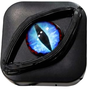 Devil's Eye Contact Lenses Box - Halloween Contact Lenses, Durable Leak-Proof Case for Color, Compact Travel Organizer with Separate Chambers for Halloween, Cosplay and Storage Needs (Blue)