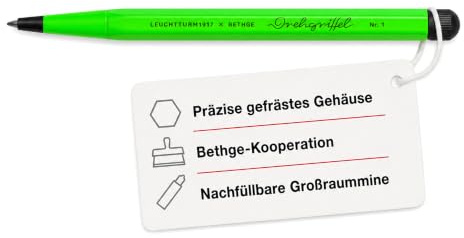 LEUCHTTURM1917 Drehgriffel Nr. 1 Kugelschreiber, Luminous Green | Limitierte Edition: Bethge-Kooperation, Messing & Aluminium, dokumentenecht, nachfüllbar mit G2-Mine