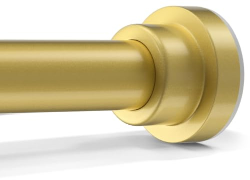 QINGYUN Golden Teleskopstange 79-195cm Gardinenstange Ohne Bohren | Duschvorhangstange Ohne Bohren, Wandschonend, 2.2 cm Durchmesser, Gummierte Anti-Rutsch-Basis, Rostbeständig, Vielseitig
