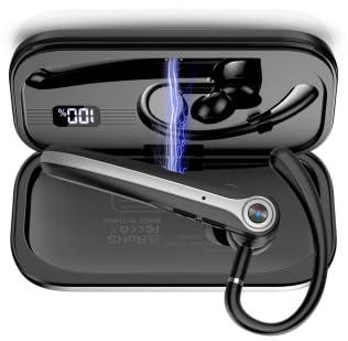Auricolare Bluetooth Singolo con CVC8.0 e ENC Doppio Microfono V5.4 Auricolari Bluetooth con 25 Ore Di conversazione, 180 Ore di Standby, Cuffie con Gancio Girevole per Guida/Lavoro/Ufficio, Nero