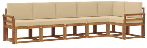 vidaXL Outdoor-Sofagarnitur mit Kissen 6 pcs Natur und Beige, Modernes Garten-Sofa, Langlebiges Outdoor-Sofa-Set, Lounge-Möbel für die Terrasse, Bequeme Sitzgelegenheiten