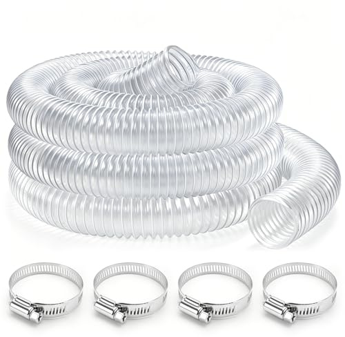 WPPQWP 50mm Staubsaugerschlauch transparent – PVC Saugschlauch mit Stahlfeder, 3m flexibel für Werkstatt Staubsauger Teichpumpe