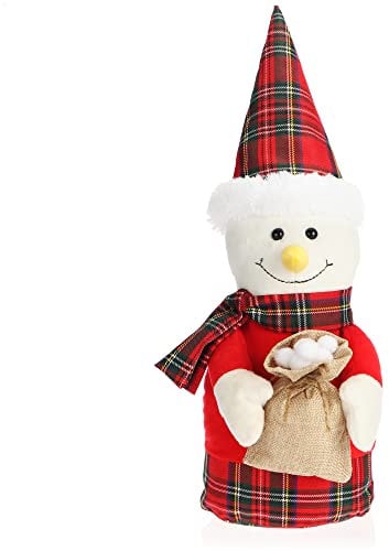 com-four® Schneemann Weihnachtsdeko Figur 35 cm - Schneemann für Kamin, Regal, Eingang, winterliche Schneemann-Dekoration im skandinavischen Stil (Schneemann - Rot Weiß)