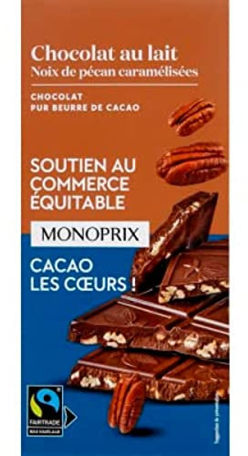 Monoprix Chocolat au lait et noix de pécan caramélisées, Max Havelaar - La tablette de 200g