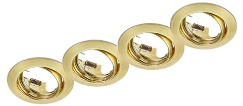 meineWunschleuchte 4er Set Deckeneinbaustrahler rund in Messing matt, Durchmesser Ø 8cm