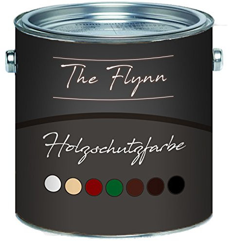 The Flynn einzigartige Holzschutzfarbe schnelltrocknend und wetterbeständig - Schutz vor Verwitterung in Weiß, Beige, Schwedenrot, Grün, Dunkelbraun, Rotbraun und Schwarz (1 L, Weiß)