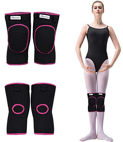 Knieschoner Tanzen Knieschützer Dick Schwamm Kollision Vermeidung Elastisch Anti-Rutsch Knieschoner Sport Beschützer für Kinder und Erwachsene Rosa L