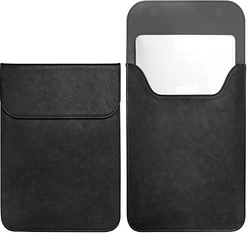 TECOOL Slim 13 Zoll Laptop Hülle Leder, Waterproof Tasche für 13 Zoll MacBook Air M1 M2 M3 2018-2020-2024, 2016-2020 2021 2022 MacBook Pro 13 M1/M2, Sleeve für Surface Pro, Huawei 13, XPS 13-Schwarz