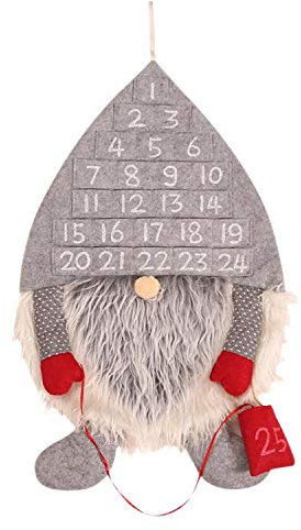 Petalum Adventskalender zum Aufhängen Befüllen Filz Adventskalender Weihnachtskalender Kinder DIY Weihnachtsmann Schneemann Tannenbaum Wandbehang Weihnachtsdeko (One size, Grau)