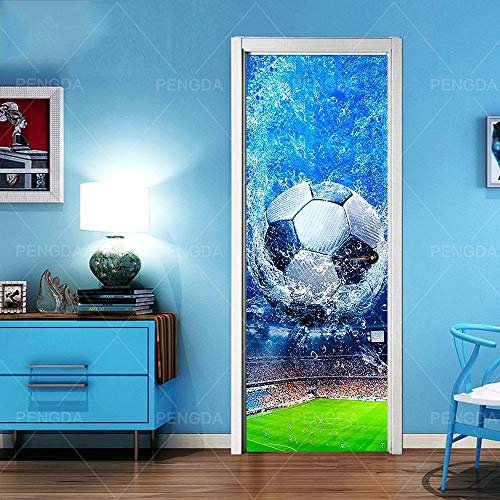 DRBTMT Türtapete selbstklebend TürPoster - Fußball 80x200cm - Fototapete Türfolie Poster Tapete Pvc Wasserdicht Abnehmbare Wandbilder Für Schlafzimmer Haus Bad Studio Büro Dekoration