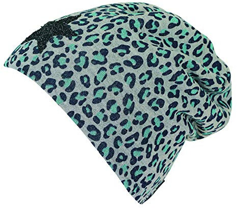 Sterntaler Mädchen Slouch-Beanie mit Leopardenmuster und aufgenähtem Stern-Motiv