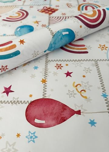 PVC Tischdecke Party bunt Ballon Wachstuch Eckig Länge & Breite wählbar abwaschbare Tischdecke Geburtstag, Größe:100 x 100 cm