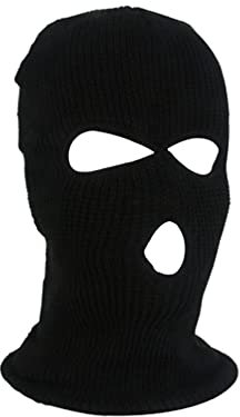 Jungerhouse Balaclava, Erwachsene Winter Strick Sturmhaube Acryl 3-Loch Gesichtshaube Skimaske, Schwarz