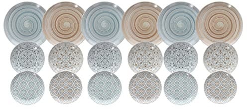 Tognana Aura, Servizio Piatti per 6 persone, 18 Pezzi, Porcellana, Multicolore, Made in Italy