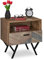 Relaxdays Nachttisch mit Schublade, Industrial Style, Wohn- & Schlafzimmer Beistelltisch, HxBxT: 53 x 50 x 42 cm, braun